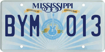 MS license plate BYM013