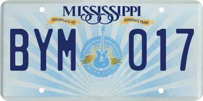 MS license plate BYM017