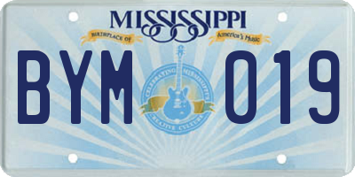 MS license plate BYM019