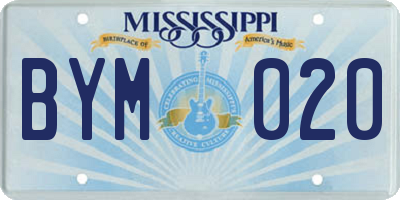 MS license plate BYM020