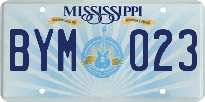 MS license plate BYM023