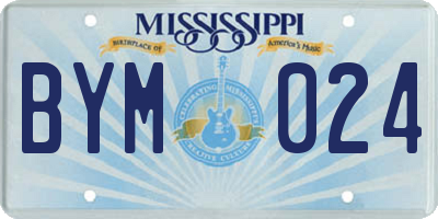 MS license plate BYM024