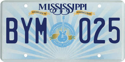 MS license plate BYM025