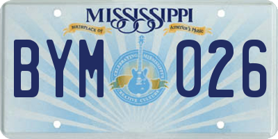 MS license plate BYM026