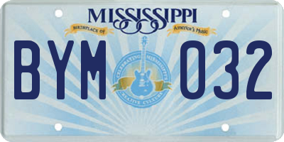 MS license plate BYM032