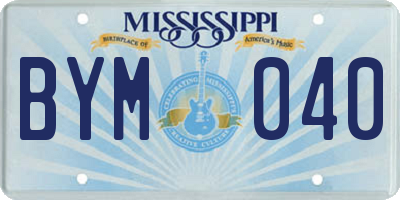 MS license plate BYM040