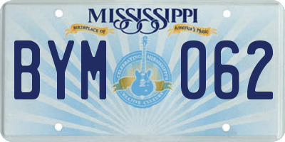 MS license plate BYM062