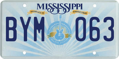 MS license plate BYM063