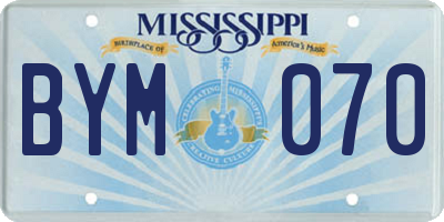 MS license plate BYM070