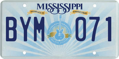 MS license plate BYM071
