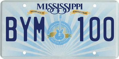 MS license plate BYM100