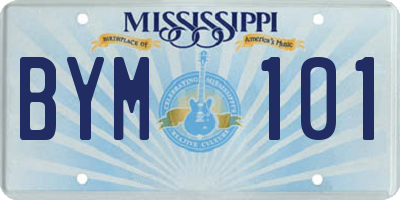 MS license plate BYM101