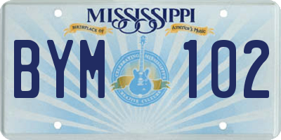 MS license plate BYM102