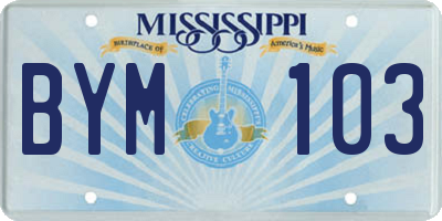 MS license plate BYM103
