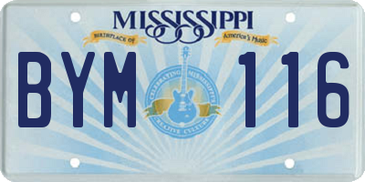 MS license plate BYM116