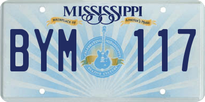 MS license plate BYM117