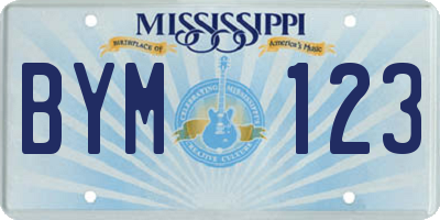 MS license plate BYM123