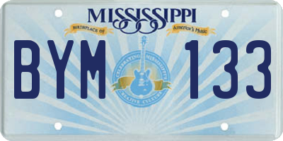 MS license plate BYM133