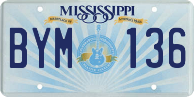 MS license plate BYM136