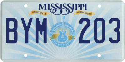 MS license plate BYM203