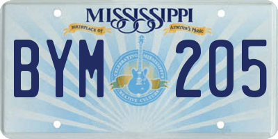 MS license plate BYM205