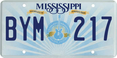 MS license plate BYM217