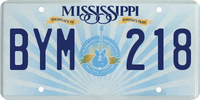 MS license plate BYM218