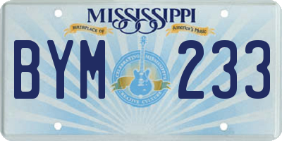 MS license plate BYM233