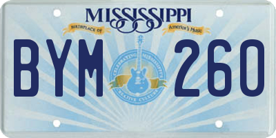 MS license plate BYM260