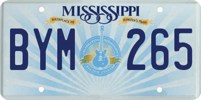 MS license plate BYM265