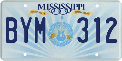 MS license plate BYM312