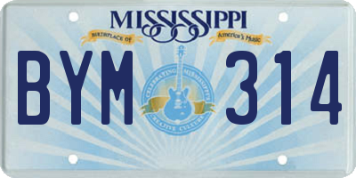 MS license plate BYM314