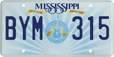 MS license plate BYM315