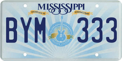 MS license plate BYM333