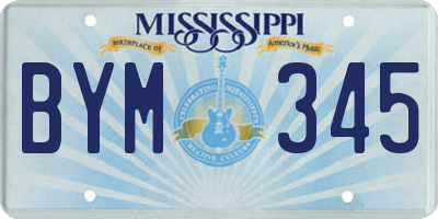 MS license plate BYM345