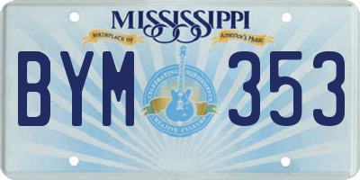 MS license plate BYM353
