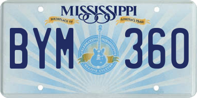MS license plate BYM360