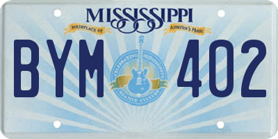 MS license plate BYM402