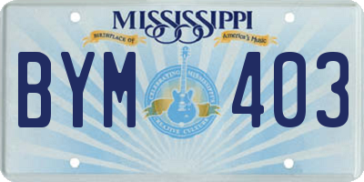 MS license plate BYM403