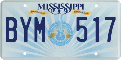 MS license plate BYM517