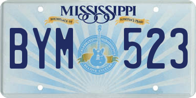 MS license plate BYM523