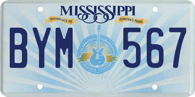 MS license plate BYM567