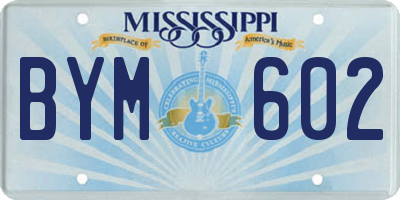 MS license plate BYM602