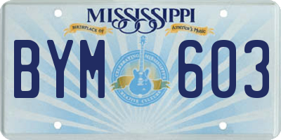 MS license plate BYM603