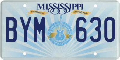MS license plate BYM630