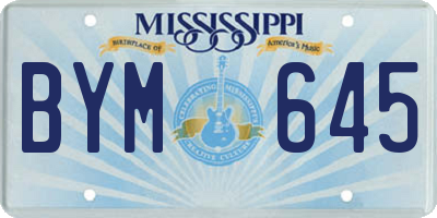 MS license plate BYM645