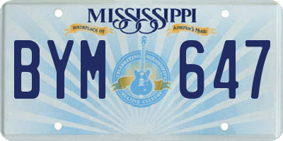 MS license plate BYM647