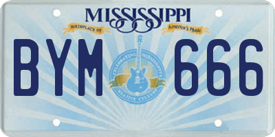 MS license plate BYM666