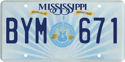MS license plate BYM671