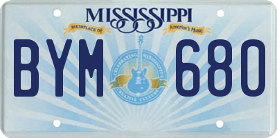 MS license plate BYM680
